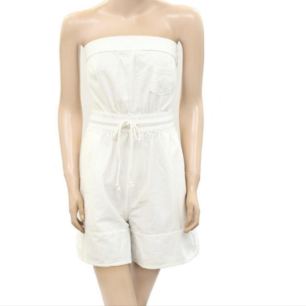 Nwt- Ivory Romper-Strapless Tube Top-elastic Waist Shorts W/ Pockets